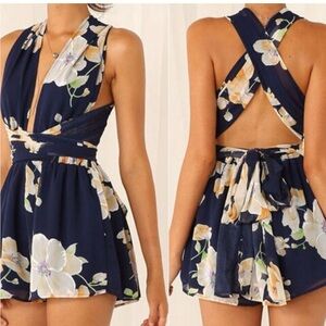 Blue floral romper